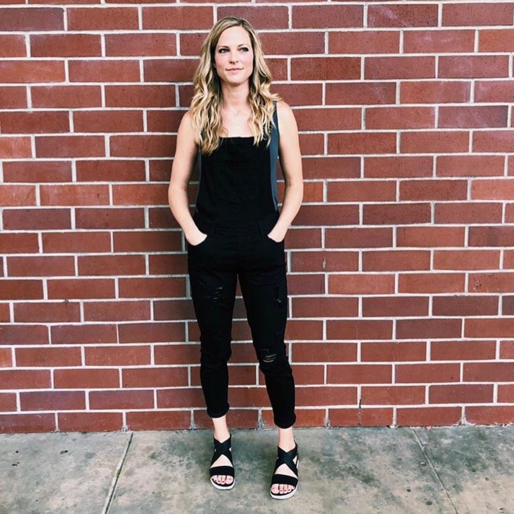CJLA Distressed Black Overalls